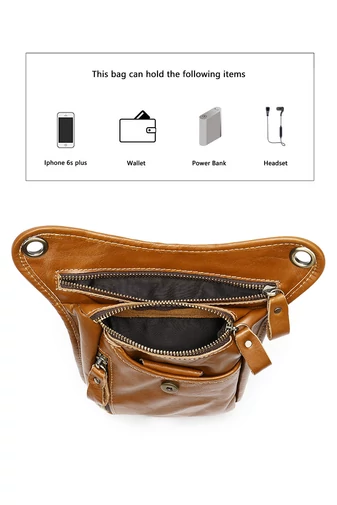 Borsetă Atașabilă Bonluo Cafenie Din Piele Naturală Dimenisune (17*12*3cm)