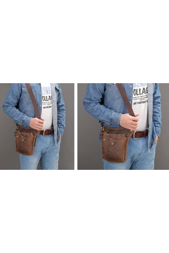 Borsetă Atașabilă Bonluo Cafenie Din Piele Naturală Dimenisune (17*12*3cm)