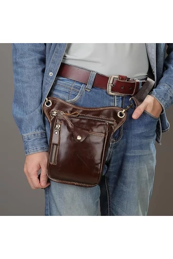 Borsetă Atașabilă Bonluo Cafenie Din Piele Naturală Dimenisune (17*12*3cm)