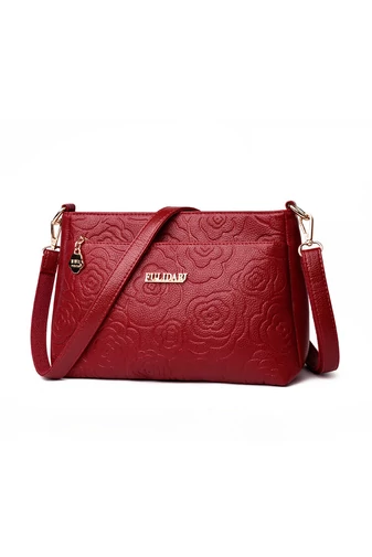 Geantă Crossbody Bonluo Roșie Cu Model Din Imitație De Piele Dimensiune Medie ( 19*29*13cm) 