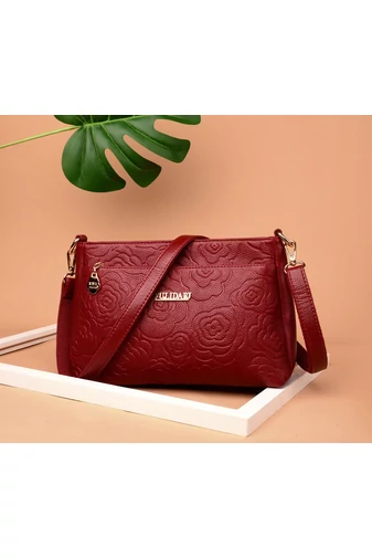 Geantă Crossbody Bonluo Roșie Cu Model Din Imitație De Piele Dimensiune Medie ( 19*29*13cm) 