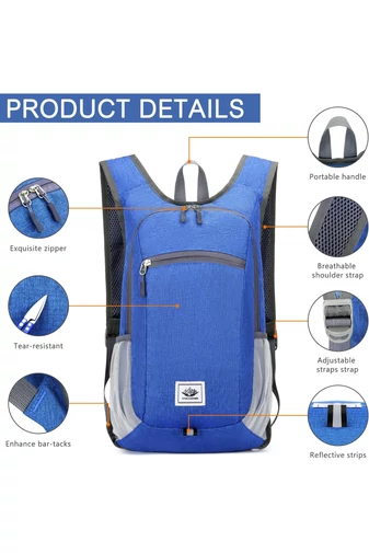 Rucsac Drumeții Bonluo Albastru Extrem De Ușor Din Material Impermeabil Pliabil De Dimensiunea 42*27*13 cm