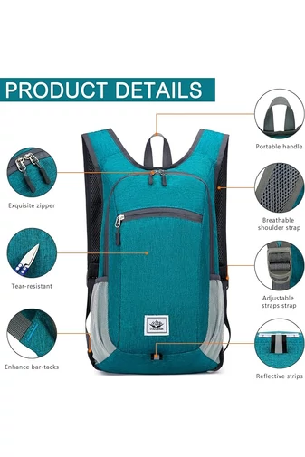 Rucsac Drumeții Bonluo Verde Extrem De Ușor Din Material Impermeabil Pliabil De Dimensiunea 42*27*13 cm