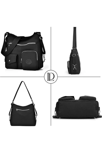 Geantă Hobo Damă Bonluo Negru Cu Etichetă RFID, Din Material Impermeabil,  Dimensiunea 33*34*11cm 