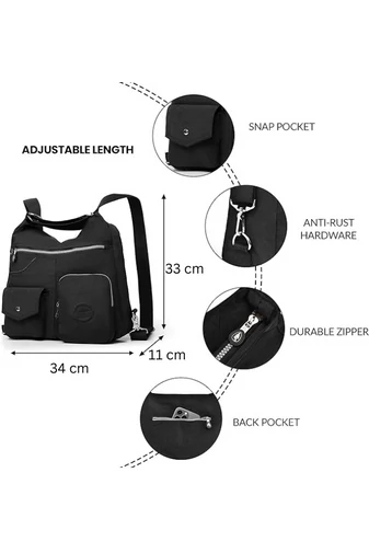Geantă Hobo Damă Bonluo Negru Cu Etichetă RFID, Din Material Impermeabil,  Dimensiunea 33*34*11cm 