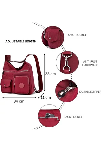 Geantă Hobo Damă Bonluo Vișiniu Închis Cu Etichetă RFID, Din Material Impermeabil,  Dimensiunea 33*34*11cm 
