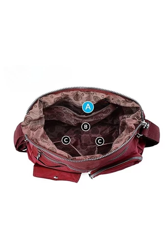Geantă Hobo Damă Bonluo Vișiniu Închis Cu Etichetă RFID, Din Material Impermeabil,  Dimensiunea 33*34*11cm 