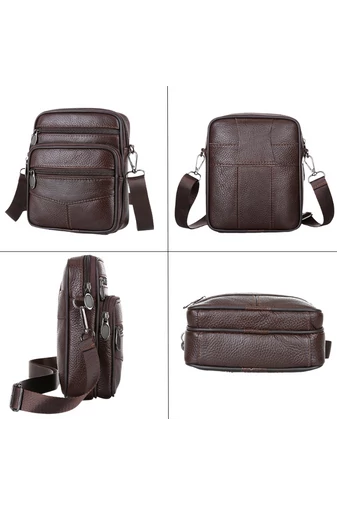 Férfi Fekete Kis Méretű Natúr Bőr Crossbody Táska (18x15x6cm)