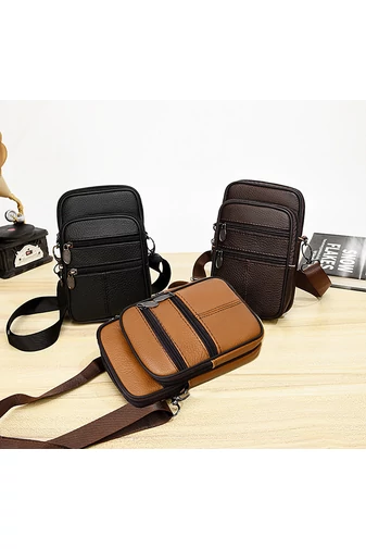 Geanta Mini Bonluo Crossbody Si De Brâu Maro Închis Din Piele Naturală Dimensiune (19*11*5cm)