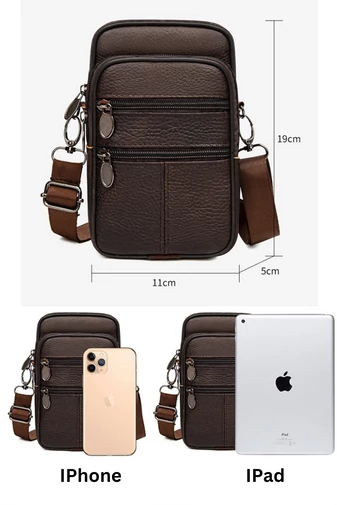 Geanta Mini Bonluo Crossbody Si De Brâu Maro Închis Din Piele Naturală Dimensiune (19*11*5cm)