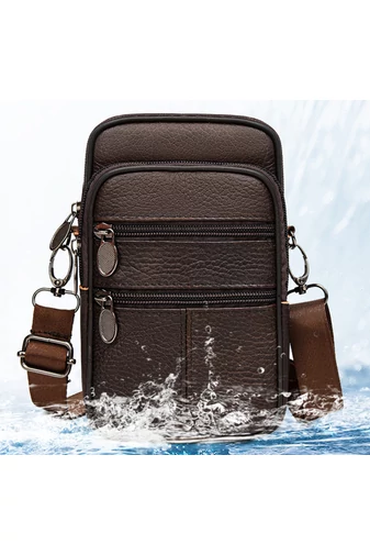 Geanta Mini Bonluo Crossbody Si De Brâu Maro Închis Din Piele Naturală Dimensiune (19*11*5cm)