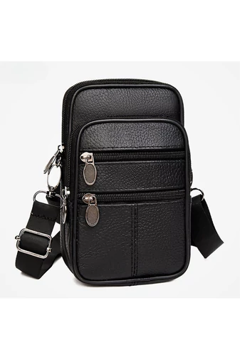 Geanta Mini Bonluo Crossbody Si De Brâu Neagră Din Piele Naturală Dimensiune (19*11*5cm)