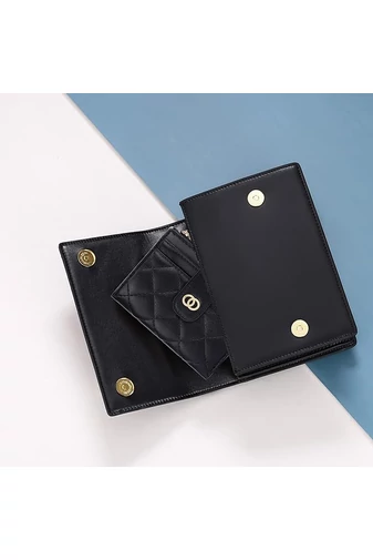 Portofel Mini Bonluo De Damă Negru Din Imitație De Piele Dimensiune (13*9*2,5cm)