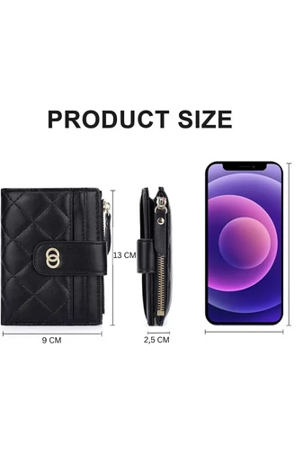 Portofel Mini Bonluo De Damă Negru Din Imitație De Piele Dimensiune (13*9*2,5cm)