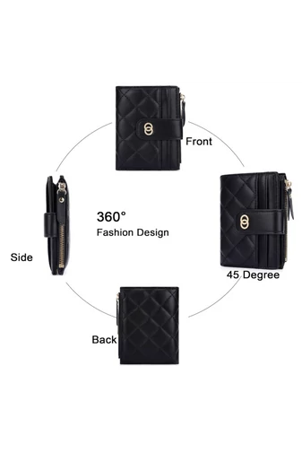 Portofel Mini Bonluo De Damă Negru Din Imitație De Piele Dimensiune (13*9*2,5cm)