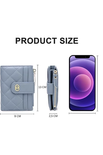 Portofel Mini Bonluo De Damă Albastru Din Imitație De Piele Dimensiune (13*9*2,5cm)