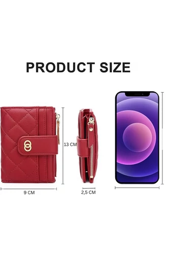 Portofel Mini Bonluo De Damă Roșu Din Imitație De Piele Dimensiune (13*9*2,5cm)