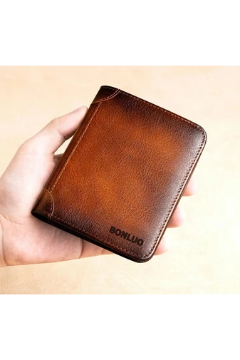 Férfi Sárgásbarna Valódi Bőr Pénztárca (12,5x10x1,5cm)