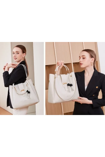 Szürke Válltáska Szett Crossbody Táskával és Pénztárcával (3 db)