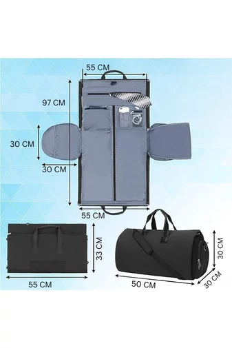 Bonluo Geantă De Voiaj Negru Cu Spațiu Destinat Pentru Costum Din Material Impermeabil (50*30*30 cm) Cu Atașare La Troler