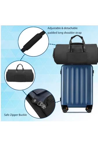 Bonluo Geantă De Voiaj Negru Cu Spațiu Destinat Pentru Costum Din Material Impermeabil (50*30*30 cm) Cu Atașare La Troler