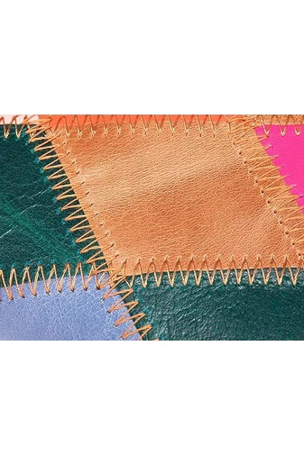 Portofel Colaj Colorat Cu Cusături 3D Bonluo Din Piele Naturală (19*9,5*3,5cm)