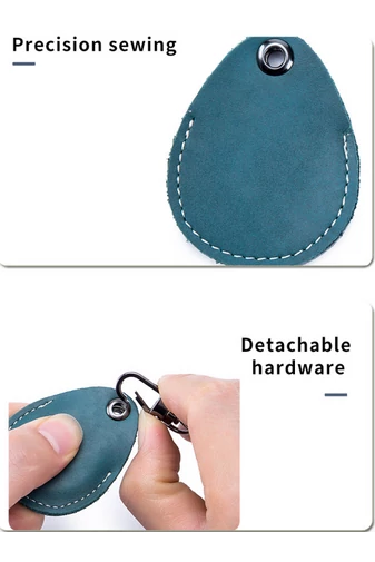 Breloc Pentru Chei Albastru Bonluo Din Piele Naturală (5,5*4,5cm)
