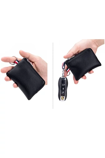 Husă Breloc Pentru Chei Bonluo Negru Din Piele Naturală (10,5*7,5*1cm)