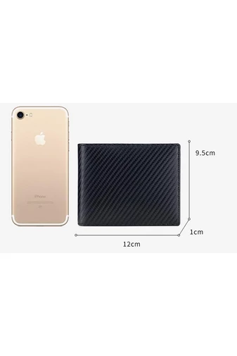 Portofel Bărbați Negru Cu Albastru Bonluo Din Piele Naturală Dimensiune (12*9,5*1cm)