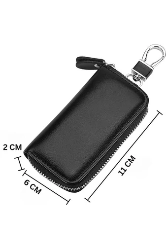 Husa Breloc Multifuncțional Pentru Chei Negru Bonluo Cu Funcție De Agățare Din Piele Naturală (11*6*2 cm)