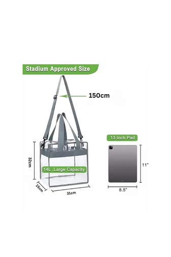 Geantă Transparentă Cu Mâner Gri Bonluo Din Material Impermeabil Dimensiune (32*31*15cm)