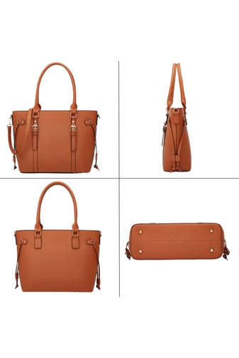 Set Genți Bonluo Bej Din Imitație De Piele (3 Buc) 
