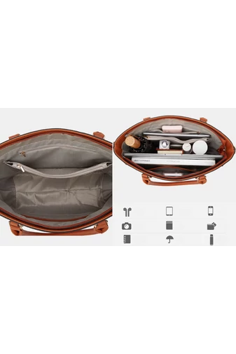 Set Genți Bonluo Bej Din Imitație De Piele (3 Buc) 