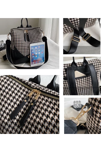 Rucsac Damă / Geantă De Umăr Bonluo Negru Cu Model Frunze Din Imitație De Piele Dimensiuni 32*25*14 cmRucsac Damă / Geantă De Umăr Bonluo Negru Cu Model Frunze Din Imitație De Piele Dimensiuni 32*25*14 cm