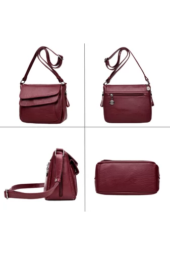 Geantă Crossbody Bonluo Vișinie Din Piele Ecologică Dimensiune 21*25*12cm