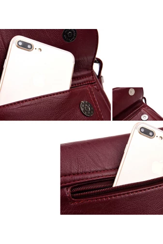 Geantă Crossbody Bonluo Vișinie Din Piele Ecologică Dimensiune 21*25*12cm