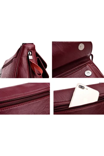 Geantă Crossbody Bonluo Vișinie Din Piele Ecologică Dimensiune 21*25*12cm