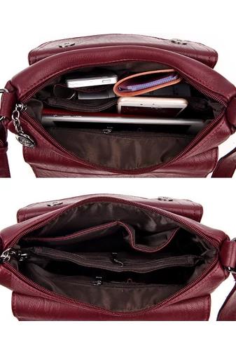Geantă Crossbody Bonluo Vișinie Din Piele Ecologică Dimensiune 21*25*12cm