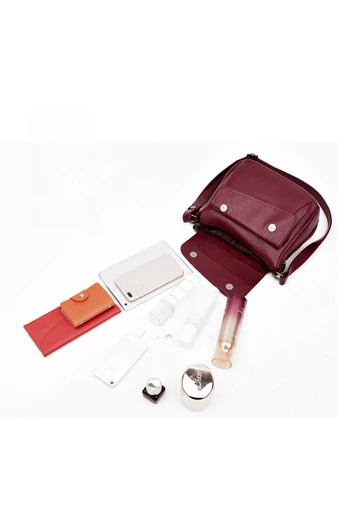 Geantă Crossbody Bonluo Vișinie Din Piele Ecologică Dimensiune 21*25*12cm