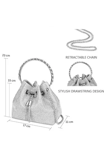 Geantă Crossbody Bonluo Elegantă Argintie Safirată De Dimensiunea 15*17*11cm 