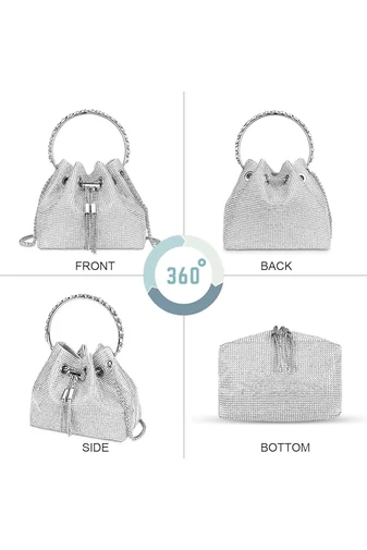 Geantă Crossbody Bonluo Elegantă Argintie Safirată De Dimensiunea 15*17*11cm 
