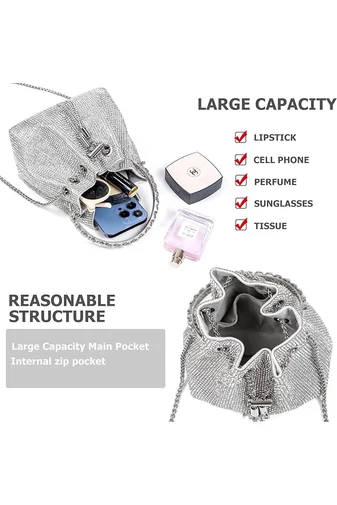 Geantă Crossbody Bonluo Elegantă Argintie Safirată De Dimensiunea 15*17*11cm 