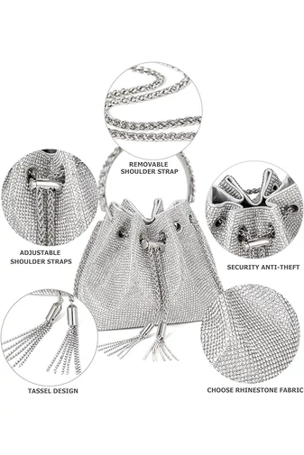 Geantă Crossbody Bonluo Elegantă Argintie Safirată De Dimensiunea 15*17*11cm 