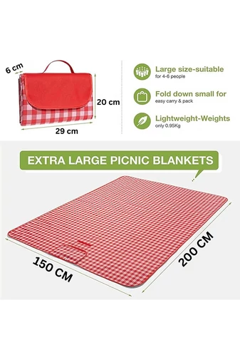 Pătură Picnic Bonluo Roșie Impermeabilă Dimensiunea 200*150cm