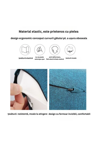 Bonluo Pernă Pentru Gât Albastră Din Spumă Cu Memorie În Formă De U Dimensiune (26*28cm)