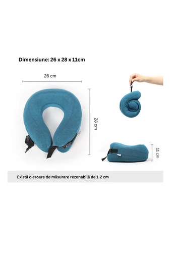 Bonluo Pernă Pentru Gât Albastră Din Spumă Cu Memorie În Formă De U Dimensiune (26*28cm)