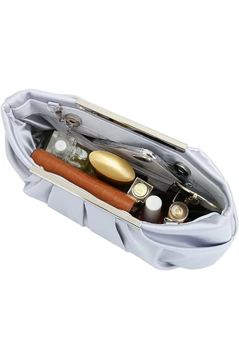 Bonluo Geantă Elegantă De Damă Argintie Cu Lanț Detașabil (28 cm x 15 cm x 5.5 cm)