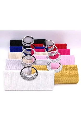 Bonluo Poșetă Eleganta Neagră Accesorizată Cu Pietre Stras Mâner Din Metal Dimensiune (28x13x4cm)
