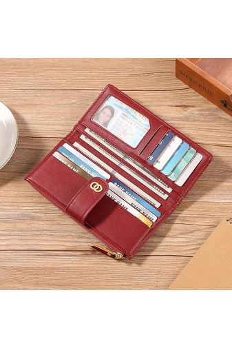 Elegáns piros női műbőr pénztárca RFID védelemmel és több rekesszel (19x10x2cm)