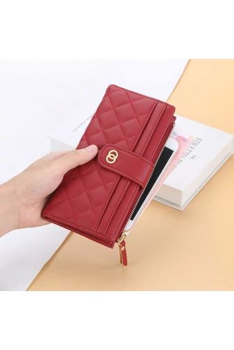 Elegáns piros női műbőr pénztárca RFID védelemmel és több rekesszel (19x10x2cm)